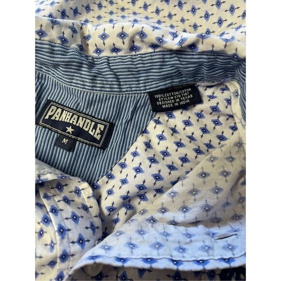 Panhandle Mens Purple & White Collared Short Sleeve Button-Down Shirt Size M - Picture 6 of 14